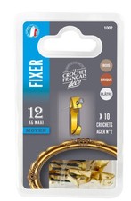 Lot 10 crochet acier laitonné n°2 fixation tableau cadre 12kg CROCHET X