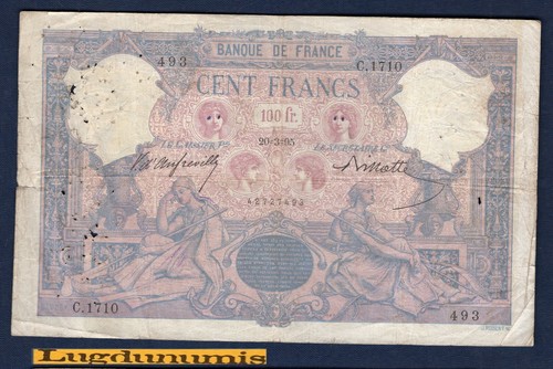 100 francs bleu rose - bleu, et