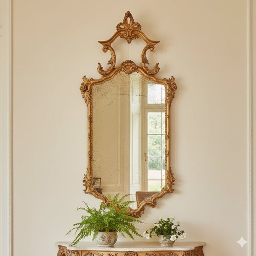 Miroir ancien bois gravé - miroir,