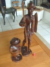 LOT DE 2 GRANDE SCULPTURE EN BOIS DE DON QUICHOTTE ET SANCHO PANZA DÉCORATION