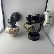 3 anciennes appliques Murale en Céramique et Fer Forgé Blanche Motifs Floraux