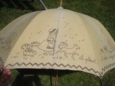 Ancien Parapluie Il Pleut Bergère signé Odette G  à Restaurer