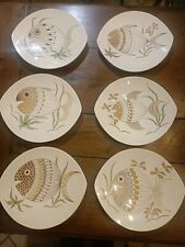 Service à Poisson Ancien Vintage Design Faïence Salins ,Vaisselle 