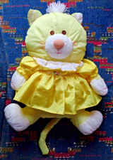 SOR/ DOUDOU PELUCHE VINTAGE FISHER PRICE PUFFALUMP  CHAT JAUNE ROBE 45 CM TTBE