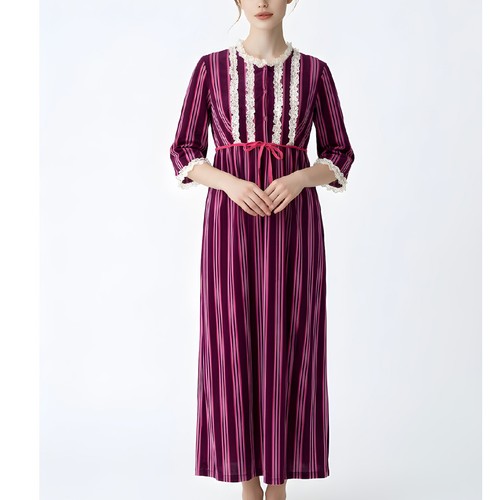 Chemise nuit rayée rose - chemise,