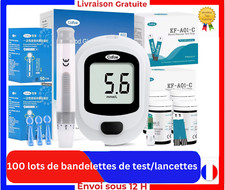 Lecteur de Glycémie Portable avec 100 Bandelettes de Test - Précis et Facile