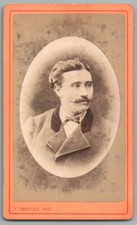 CDV Homme moustache soignée 1880's Photo ancienne Trottier à Clermont Ferrand 63