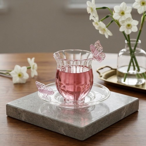 Tasse fleurs verre - à, avec