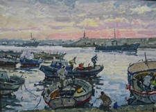 Tableau Huile Paysage Marin