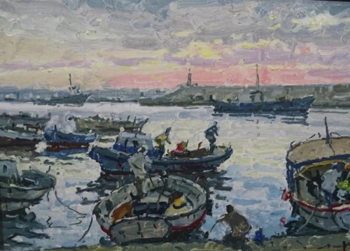 Tableau huile paysage marin - paysage,