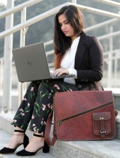 Sacoche en cuir pour ordinateur portable Messenger 16 pouces (cadeau pour hom...