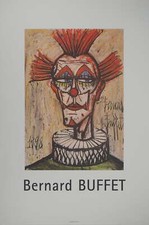 Bernard BUFFET : Le clown à la collerette, Affiche originale d'époque signée