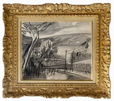 MAURICE GENIS (1925-2013) SUPERBE PAYSAGE PRES D'ARCACHON VERS 1950 (85)