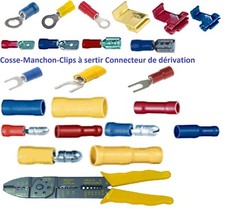 Cosse électrique isolée à sertir ronde fourche clips dérivateur de 10 , 25 ou 50