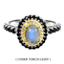 925 Bague en Argent Ovale Lune