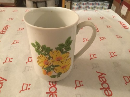 Yellow flowered mug - mug,