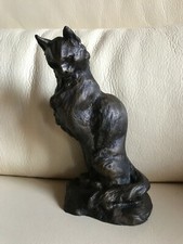 SUPERBE SCULPTURE CHAT RÉSINE