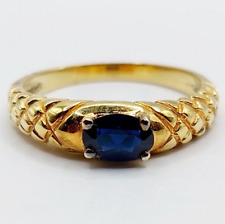 Bague jonc vintage or 18k saphir de 0,46 carats en serti griffes (circa 1980)
