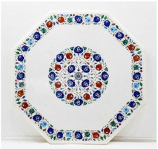 48 " Marbre Centre Dîner Table Top Floral Incrustation Demi Précieux Pierres Art