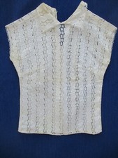 Chemisier N°8 en poly coton broderie anglaise dentelle sans manche blanc caraco