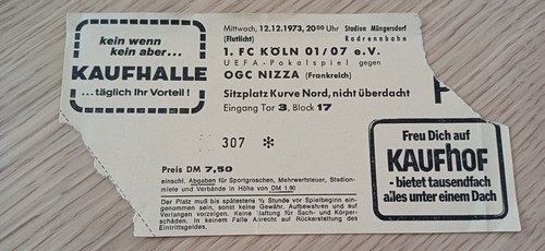 Ticket 1973 koln ogc - 1973, fc