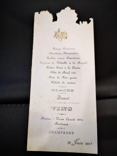 Menu ancien juin 1903 - ancien,