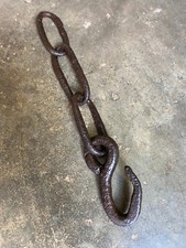 Ancien crochet et sa chaine 26,3cm , en fer forgé