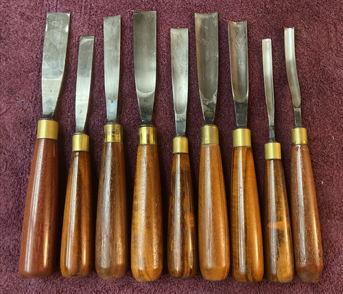 9pc antique wood carving - wood,