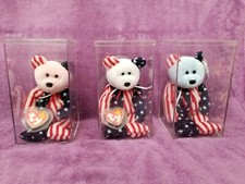 Beanie Babies "Spangle" Series - Set of 3 with Tags & Display Cases