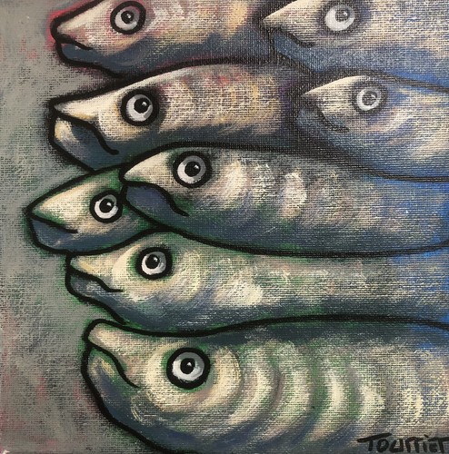Tableau poissons sardines - tableau,