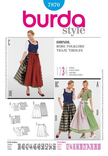 Burda 7870 folklore - burda, robes