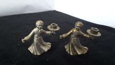 LOT DE 2 ANCIENS PERSONNAGES PORTE BOUGIES EN LAITON VPC