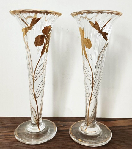 Paire vase cornet cristal - vase,