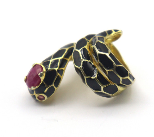Bague serpent rubis naturel - bague,
