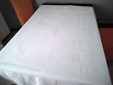 Nappe ancienne en lin damassé blanc 1.60 x 1.80 m