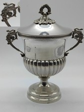 DRAGEOIR CONFITURIER EN FORME DE VASE MEDICIS ANSE COL DE CYGNE ARGENT MASSIF