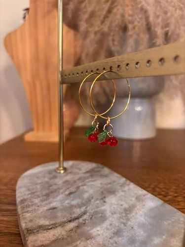 Créoles dorées perles - 3, cm
