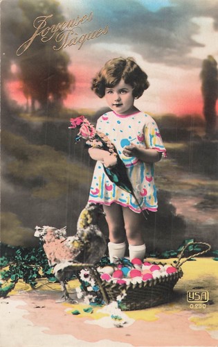 Easter little girl with - cp,