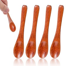 Lot de 4 mini cuillères à épices en bois de 10 cm - Petites cuillères à sel -...