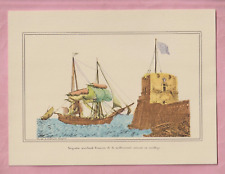CHROMO LITHOGRAPHIE NON ENCADREE : JEAN JERÔME BEAUGEAN - BRIGANTIN FRANCAIS  ..