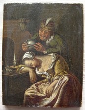 Huile sur panneau de chêne école hollandaise du XVIIème scène de genre