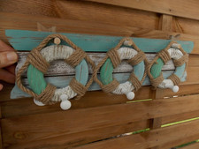 Porte manteau marin 3 bouées ,en bois et cordage,neuf, longueur 45cm