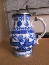 chope bière en porcelaine Allemande KAISER à décor de cerfs chasse