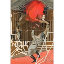 HILAIRE Camille - Lithographie originale "Le cirque, la cage aux lions" 53x37cm