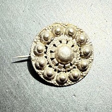 Ancienne Broche En Argent Massif Art Déco Nouveau créateur fleurs ethnique 