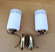 Paire d'appliques murales Metal Doré Opaline Design Vintage