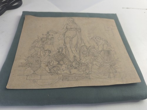 Ancien dessin crayon sujet - au, crayon,