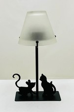 Photophore déco métal noir/ verre silhouette souris et chat 22x11,5x4,5cm env