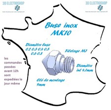buse inox M7 pour extrudeur