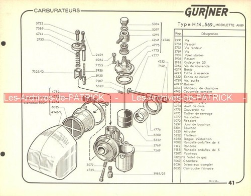 Fiche carburateur gurtner type - fiche,